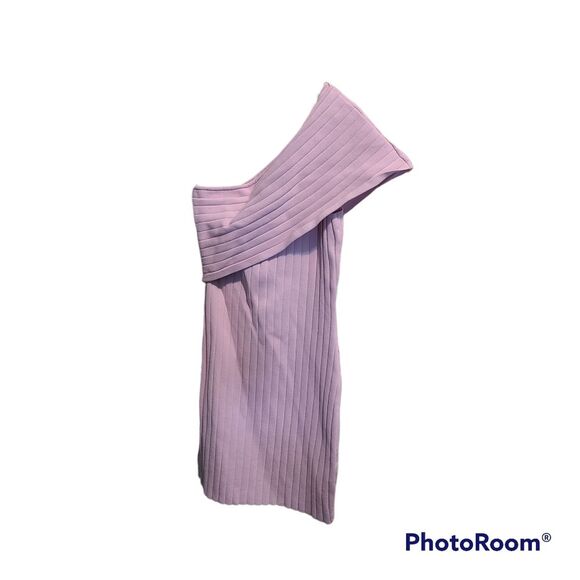 By The Way X Revolve Pink Off The Shoulder Asymmetrical Ribbed Bodycon D… - Picture 3 of 6